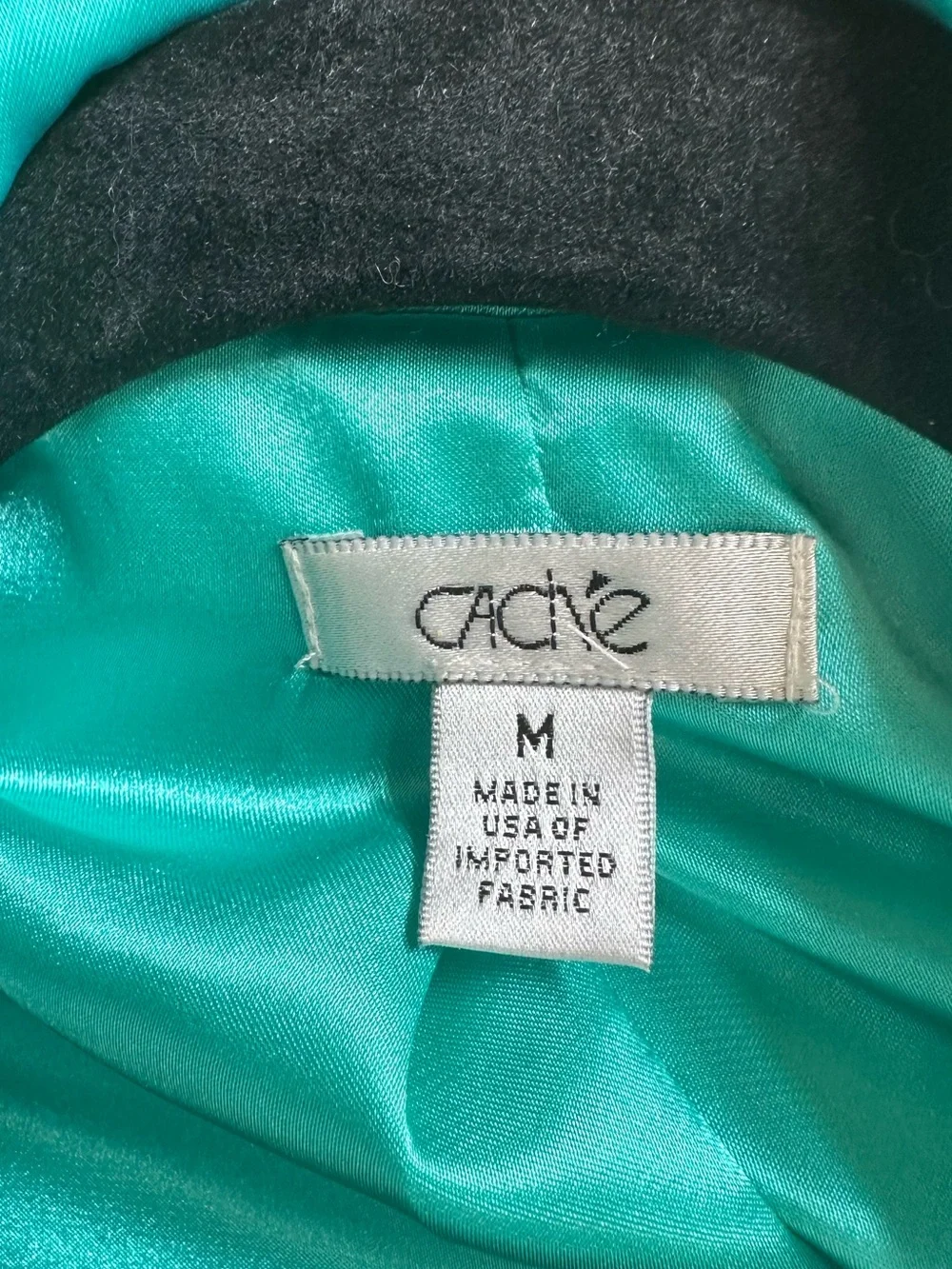 Cache Turquoisey Green Double-Breasted Trench Coat Medium Vintage!